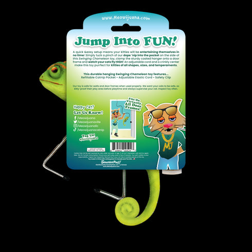 Meowijuana Jump 'n' Jamb - Chameleon - Refillable Catnip Swinging Cat Toy